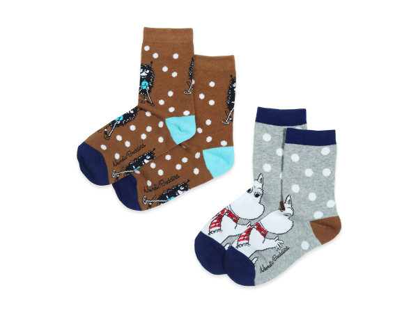 Moomin – Barnasokkar 2pack 37-39 Moomin Brown & Grey