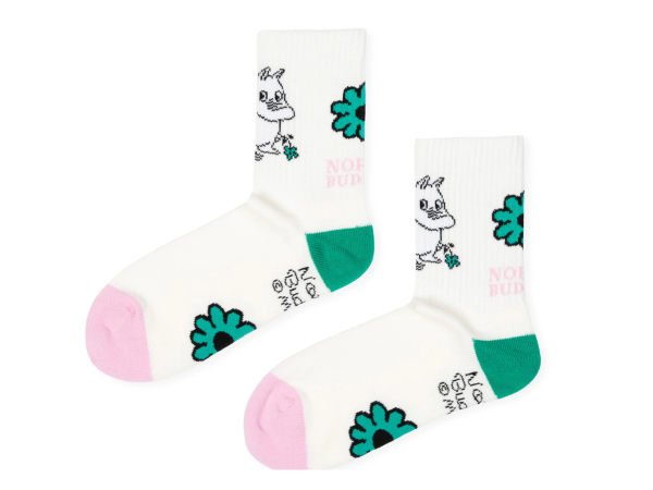 Múmínsokkar 36-42 Retro Flower White/Green