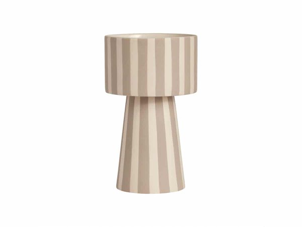 Fallegur blómapottur úr keramíki. Beige litaður röndóttur blómapottur. OYOY Toppu línan.